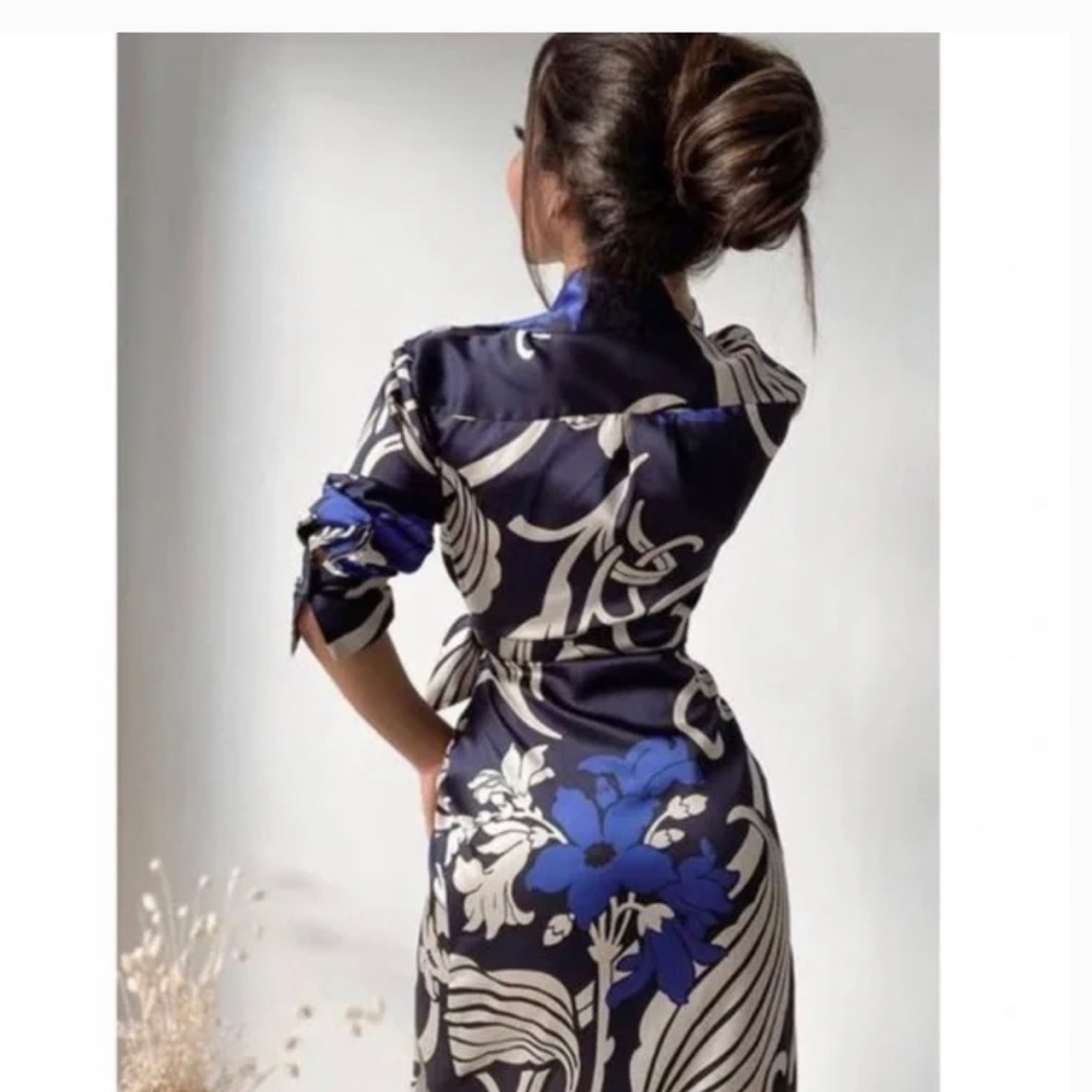ZARA PRINTED SHIRT DRESS - Picture 4 of 11